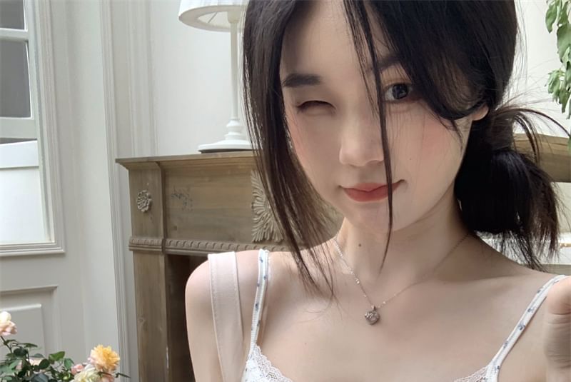 Floral Cami Cropped Top Lace Trim