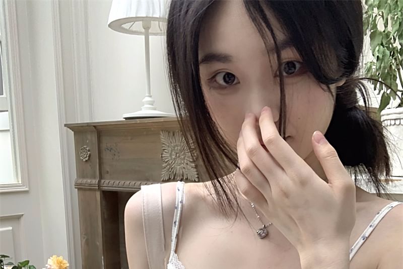 Floral Cami Cropped Top Lace Trim