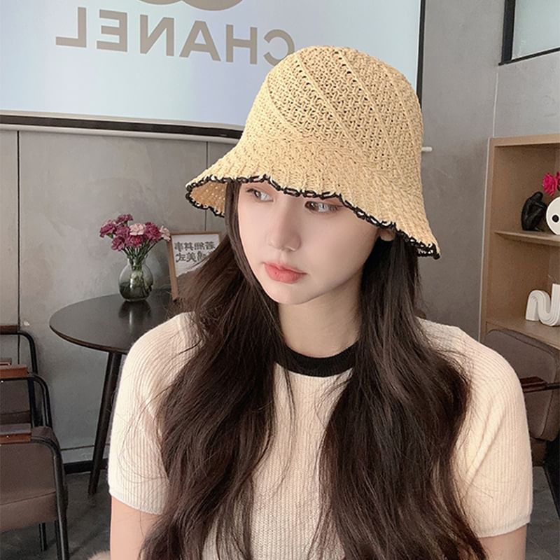 Hat Woven Trim Contrast Bucket