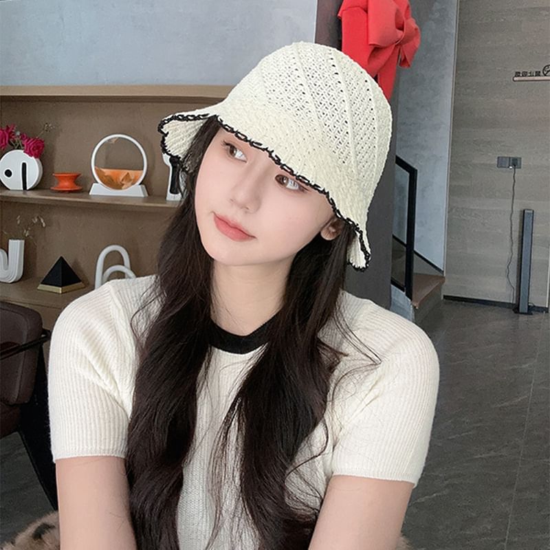 Hat Woven Trim Contrast Bucket