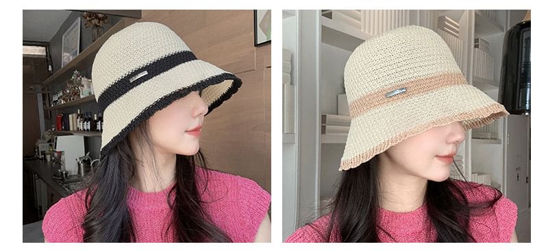 Woven Bucket Contrast Trim Hat