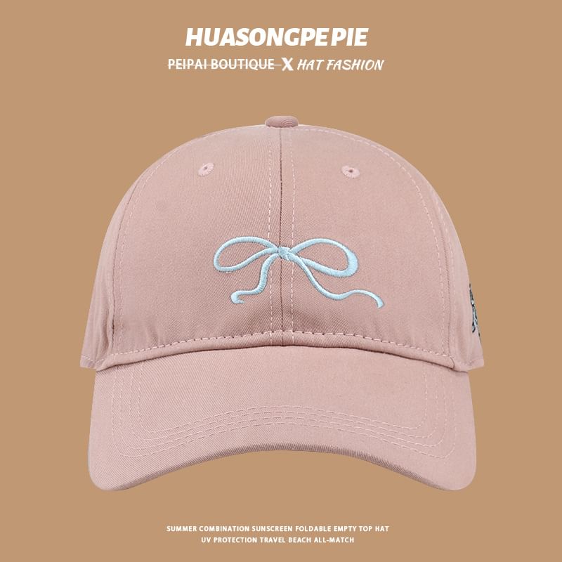 Embroidered Baseball Cap Bow