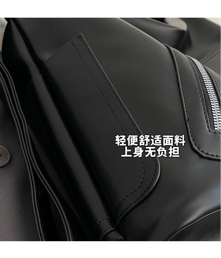 Multi-Pocket Bag Faux Tote Leather