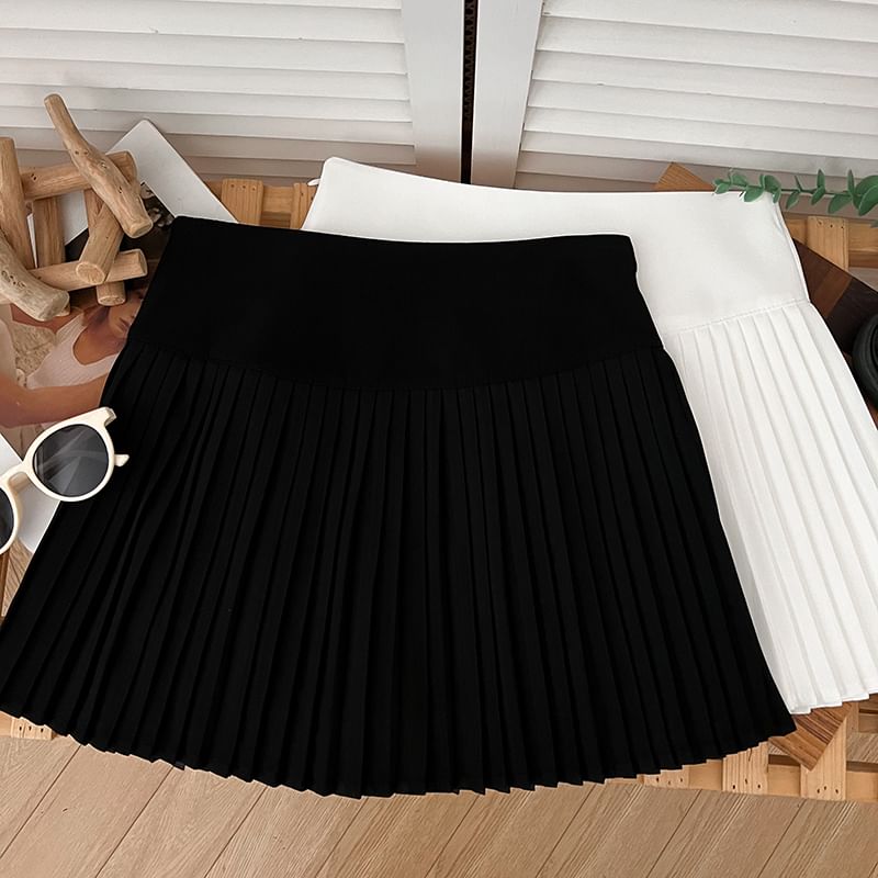 Accordion Pleated A-Line Mini Skirt with High Waist