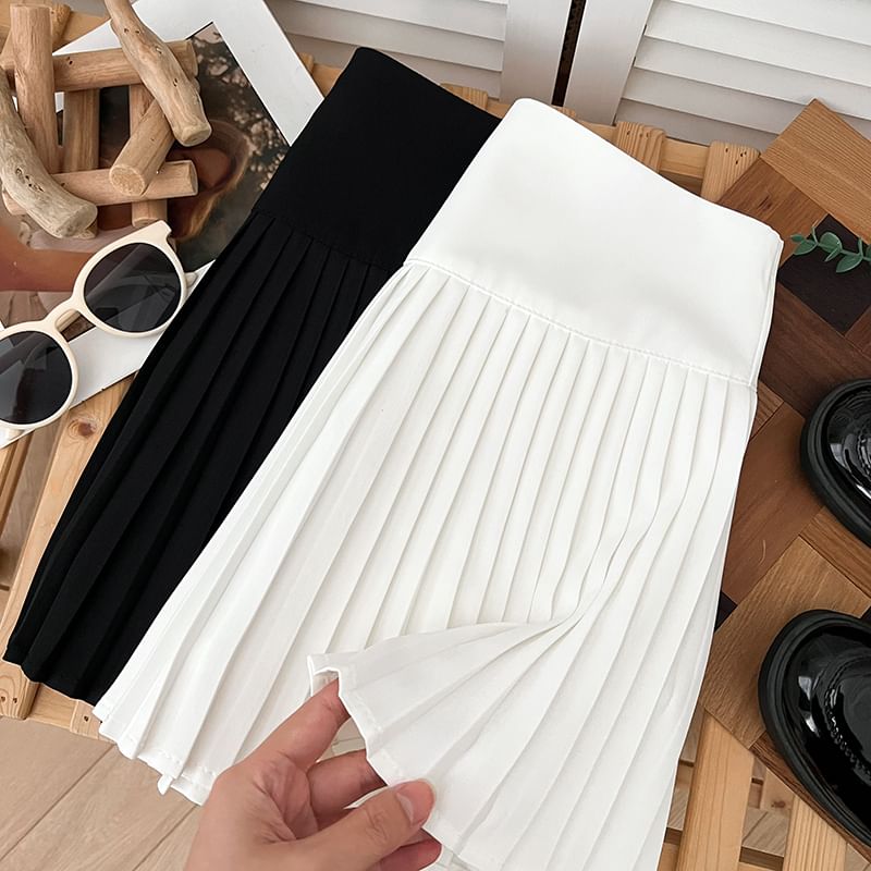Accordion Pleated A-Line Mini Skirt with High Waist