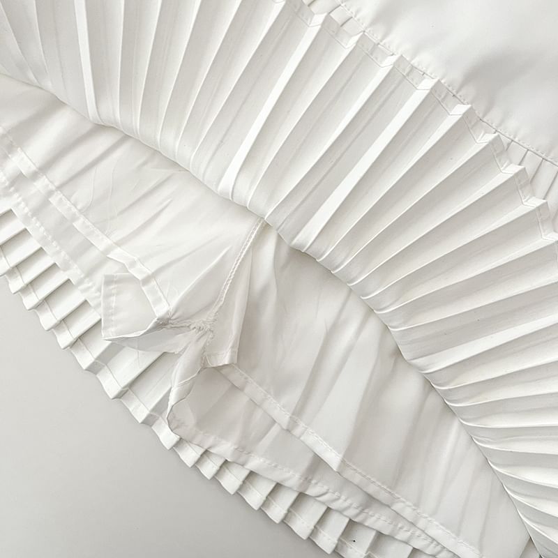 Accordion Pleated A-Line Mini Skirt with High Waist