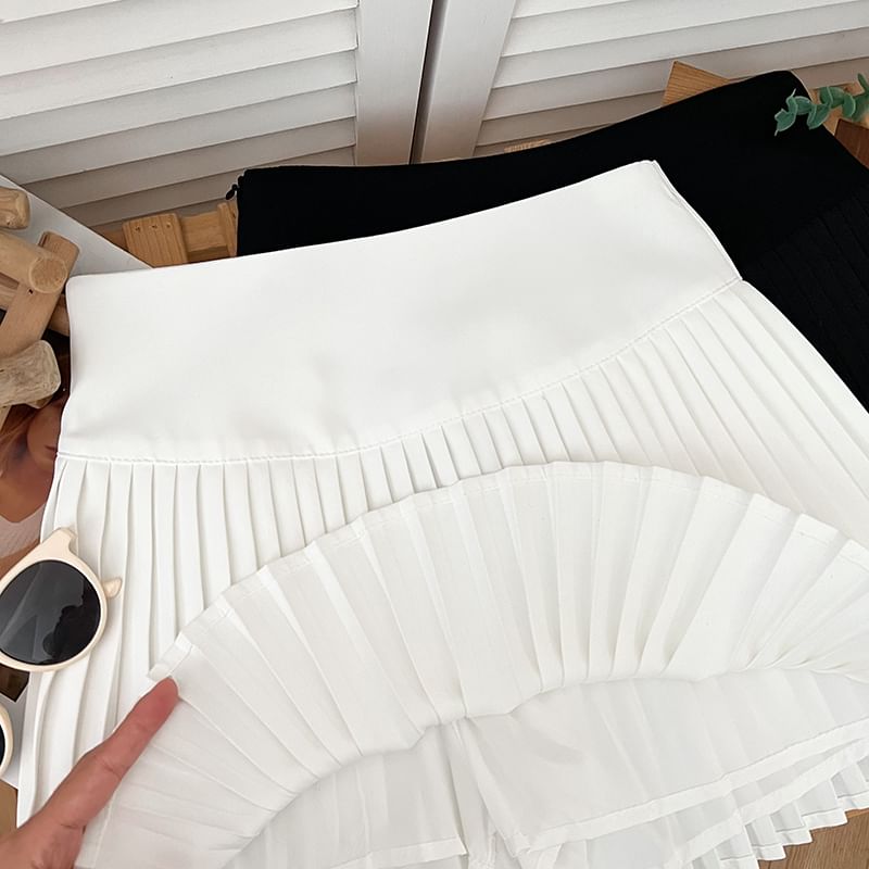 Accordion Pleated A-Line Mini Skirt with High Waist