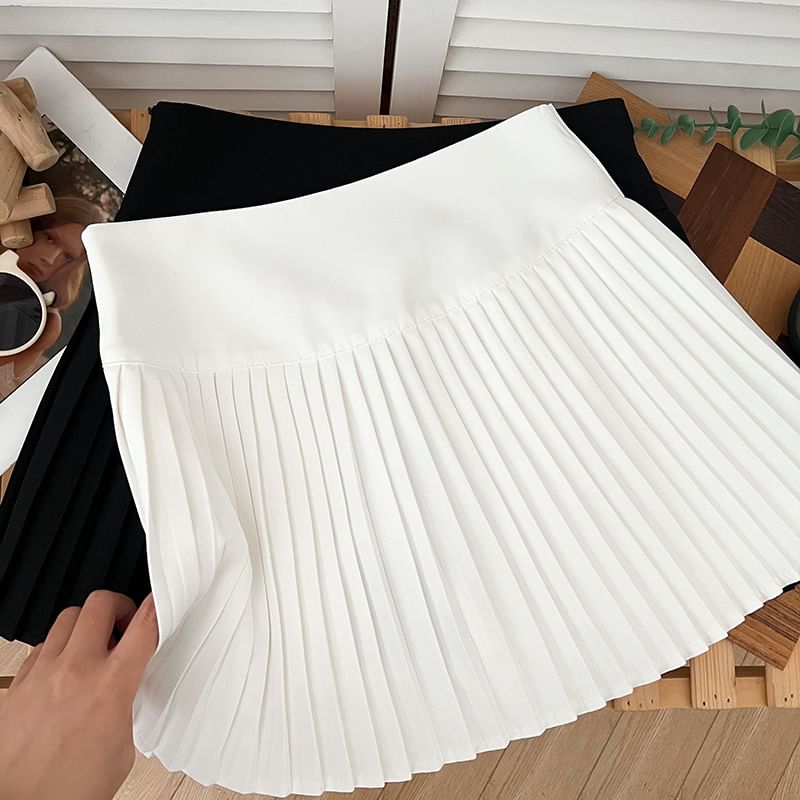 Accordion Pleated A-Line Mini Skirt with High Waist
