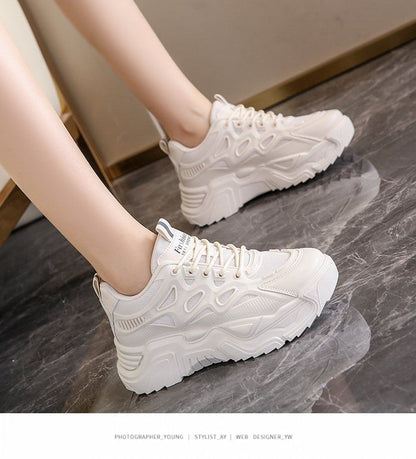 Mesh Panel Lace-Up Platform Sneakers