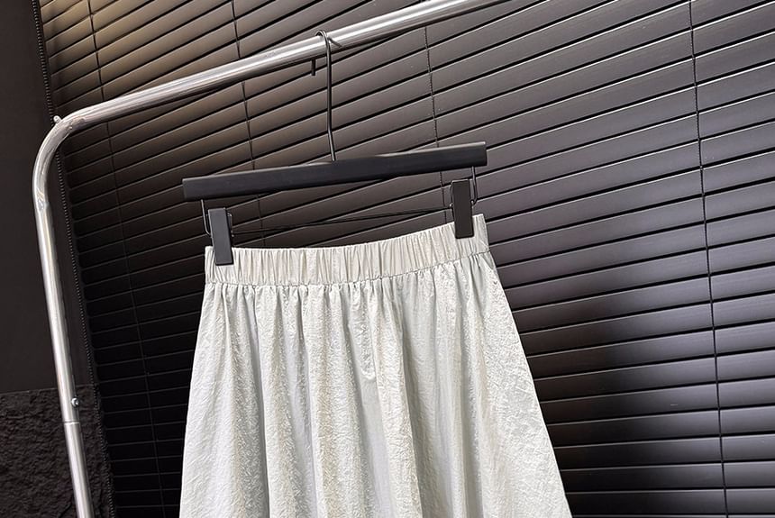 A-Line Plain Midi High Skirt Waist