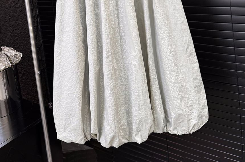 A-Line Plain Midi High Skirt Waist