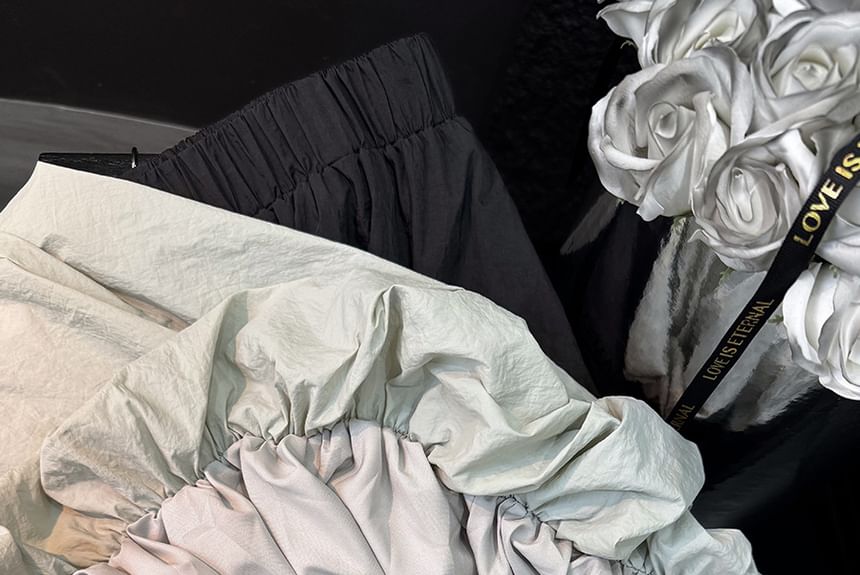 A-Line Plain Midi High Skirt Waist