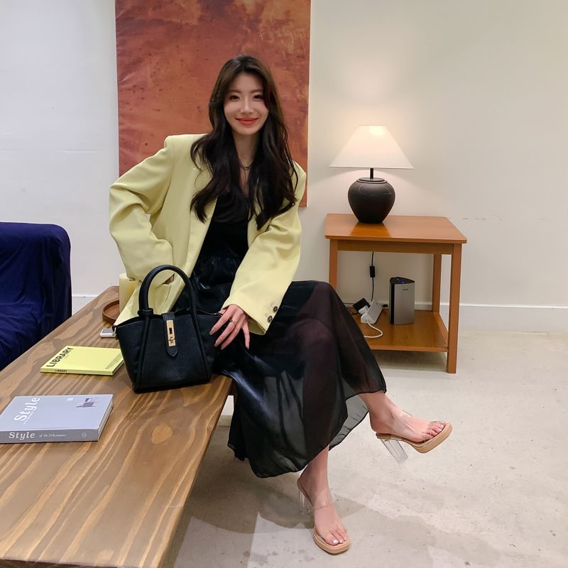 Platform Chunky Heel Slide Sandals