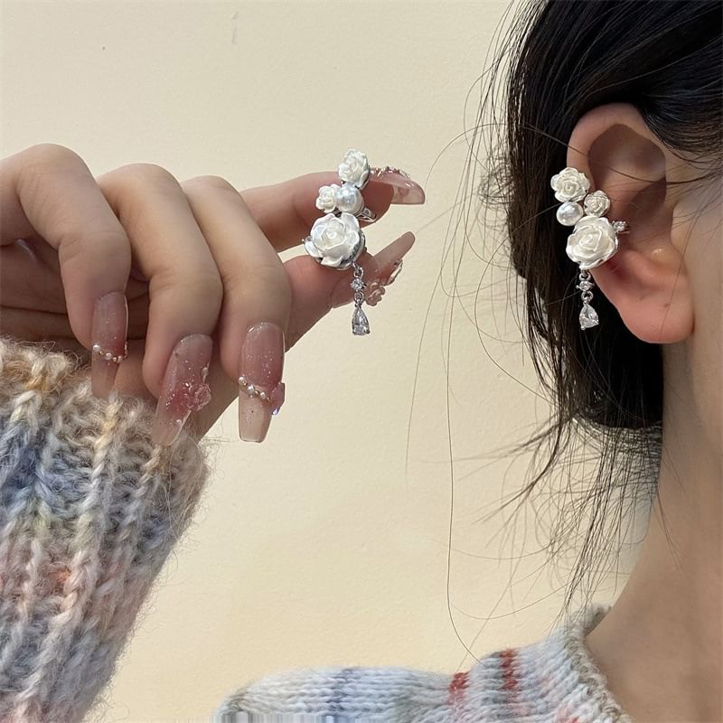 Pearl Faux Cuff Floral Alloy Ear