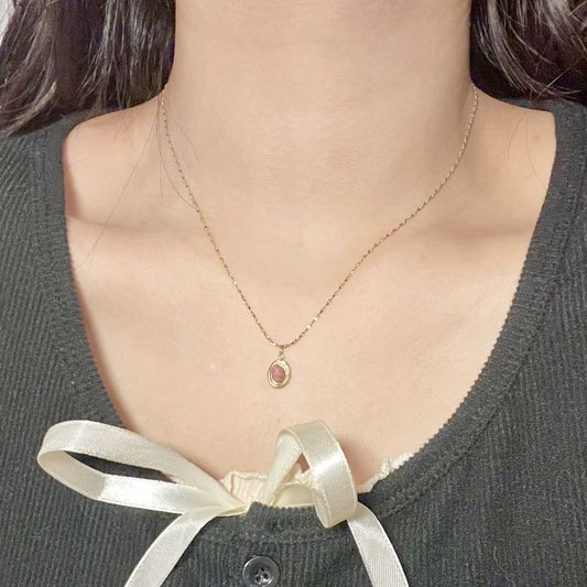 Oval Alloy Choker Pendant