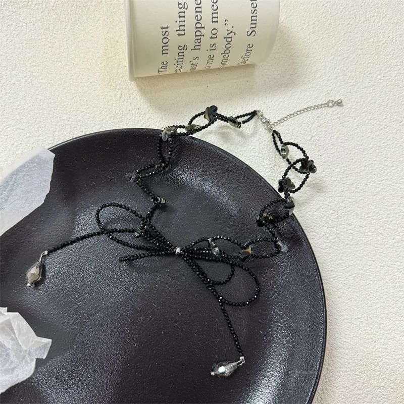 Crystal Bow Choker Faux