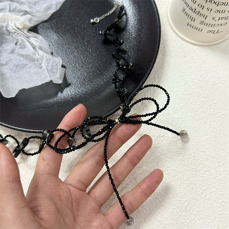 Crystal Bow Choker Faux