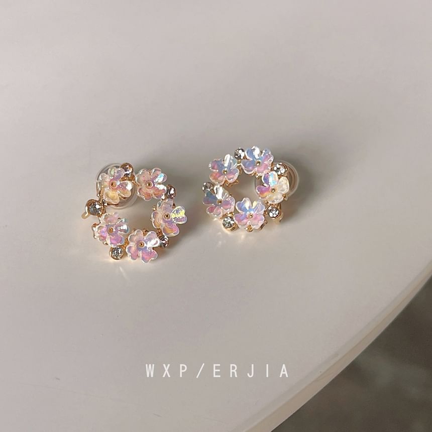 Earring Floral Alloy Hoop