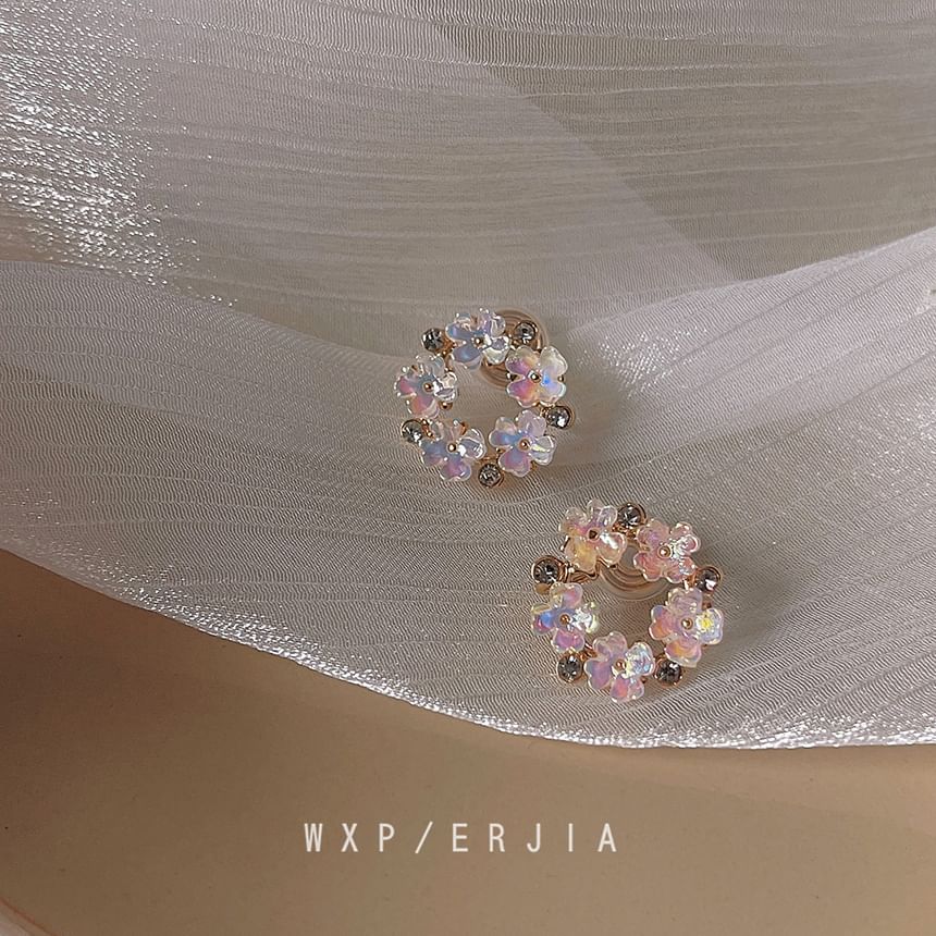 Earring Floral Alloy Hoop