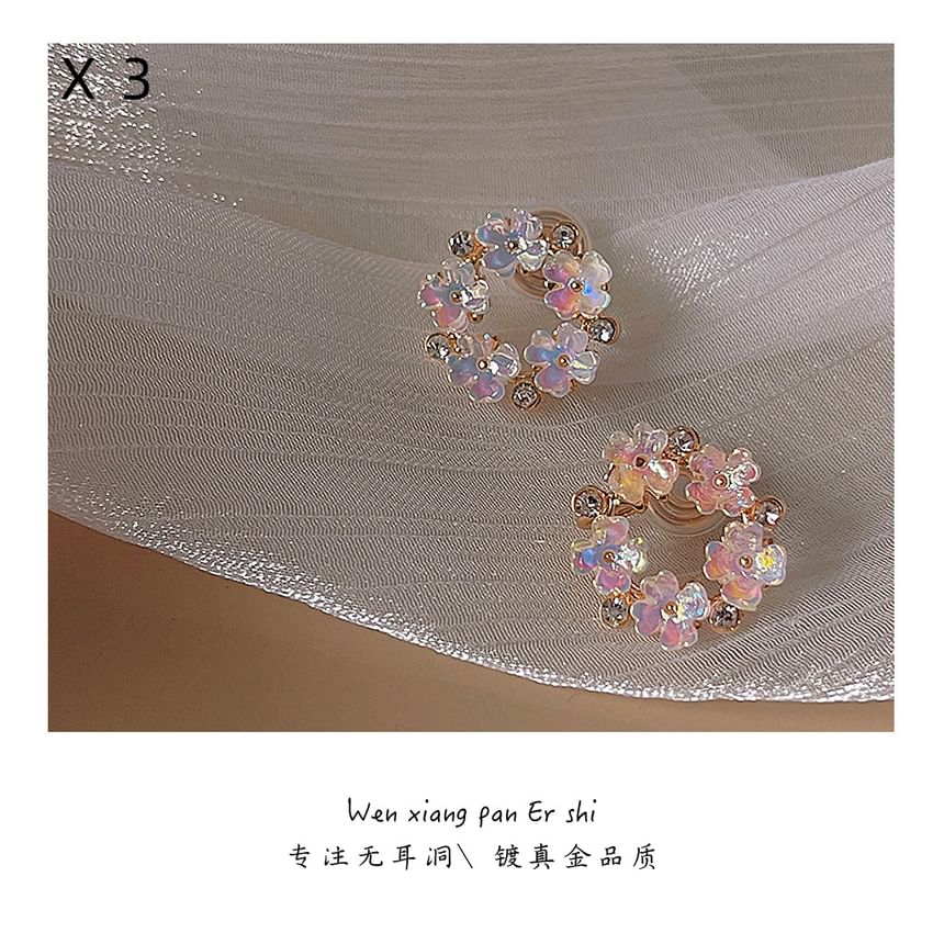 Earring Floral Alloy Hoop