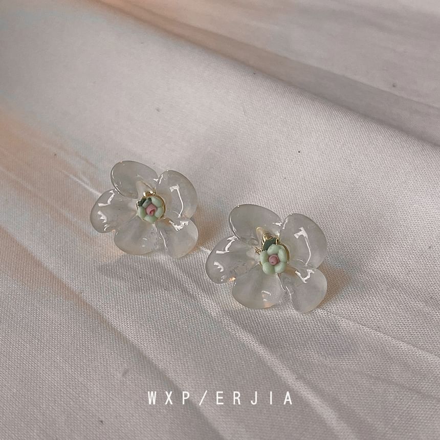 Resin Earring Floral Ceramic Stud