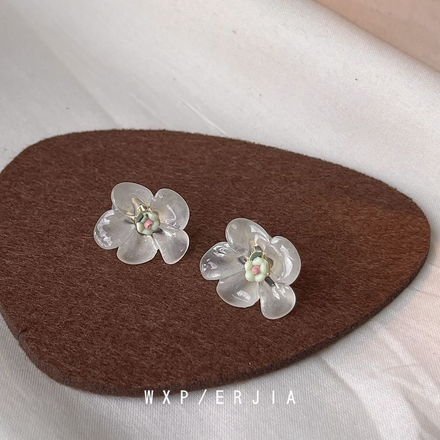 Resin Earring Floral Ceramic Stud
