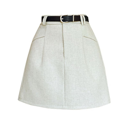 High-Waist Plain A-Line Skirt