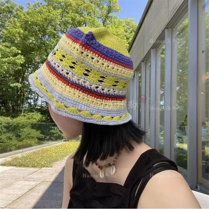 Hat Striped Bucket Knit