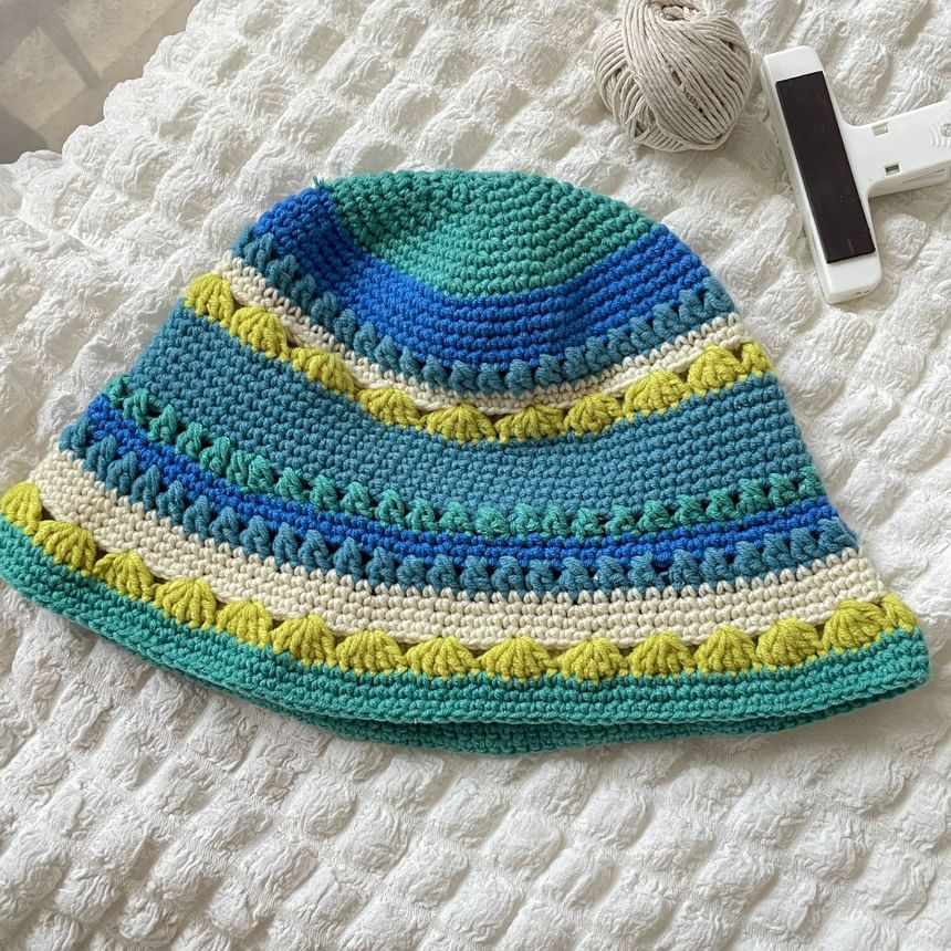 Hat Striped Bucket Knit