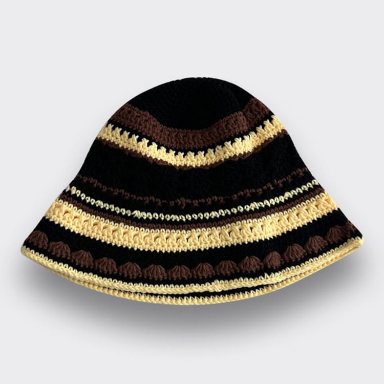 Hat Striped Bucket Knit