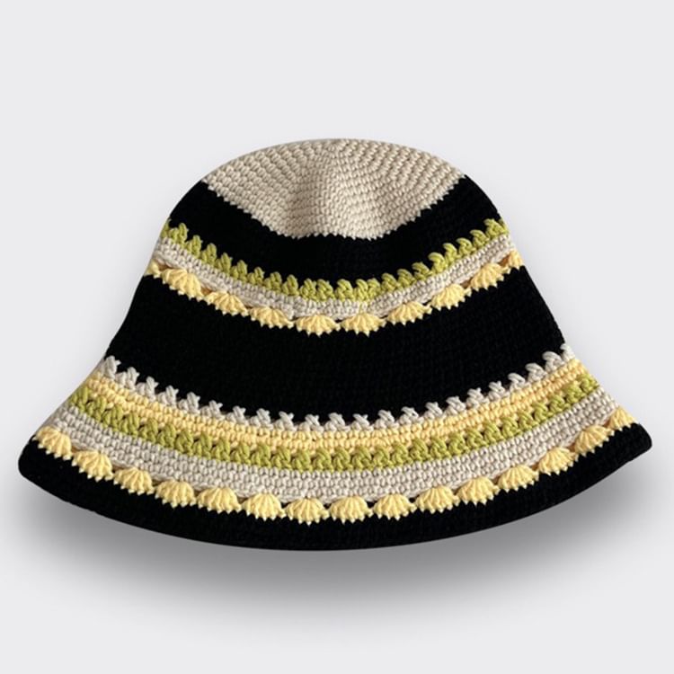 Hat Striped Bucket Knit