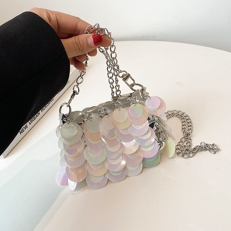 Chain Crossbody Bag Sequin Strap