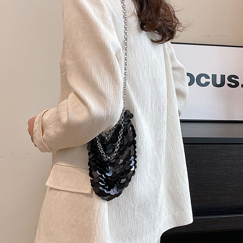 Strap Crossbody Chain Sequin Bag