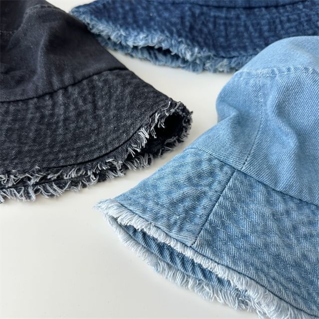 Denim Fringed Hat Bucket