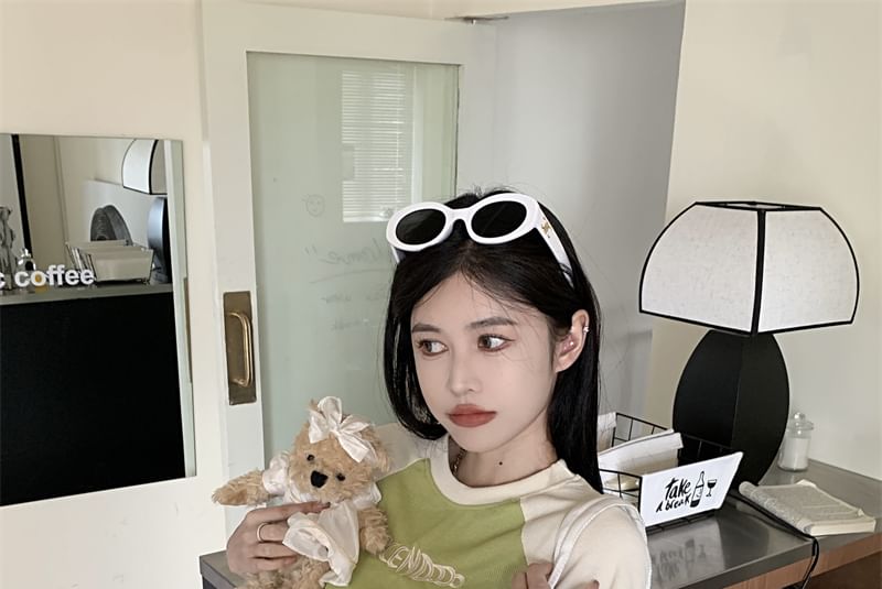 T-Shirt Crew Letter Short-Sleeve Neck Cropped Embroidered