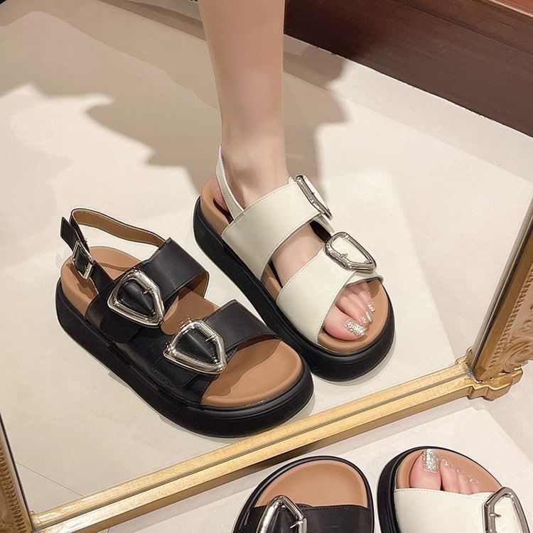 Platform Buckled Sandals Slingback