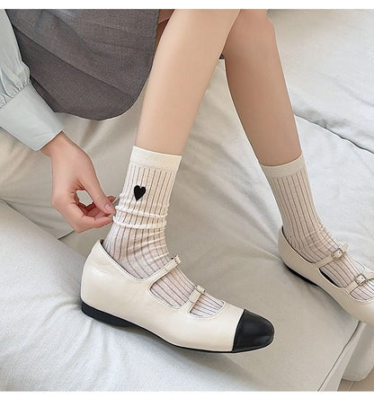 Heart Embroidered Socks Set