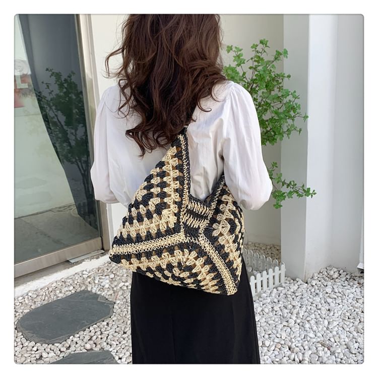 Two Tone Woven Tote Bag