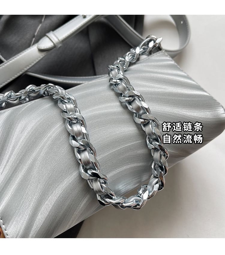 Chain Strap Triangle Faux Leather Crossbody Bag