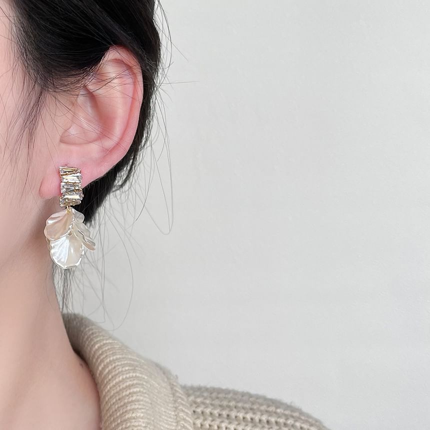Rhinestone Earring Alloy Petal Drop