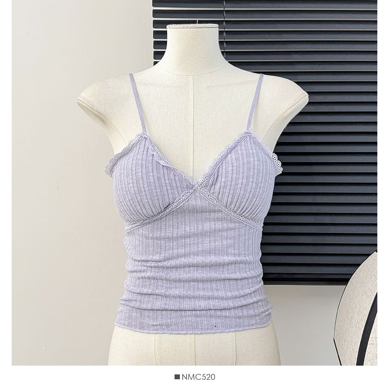 Multicolor Lace-Trim Padded Cami