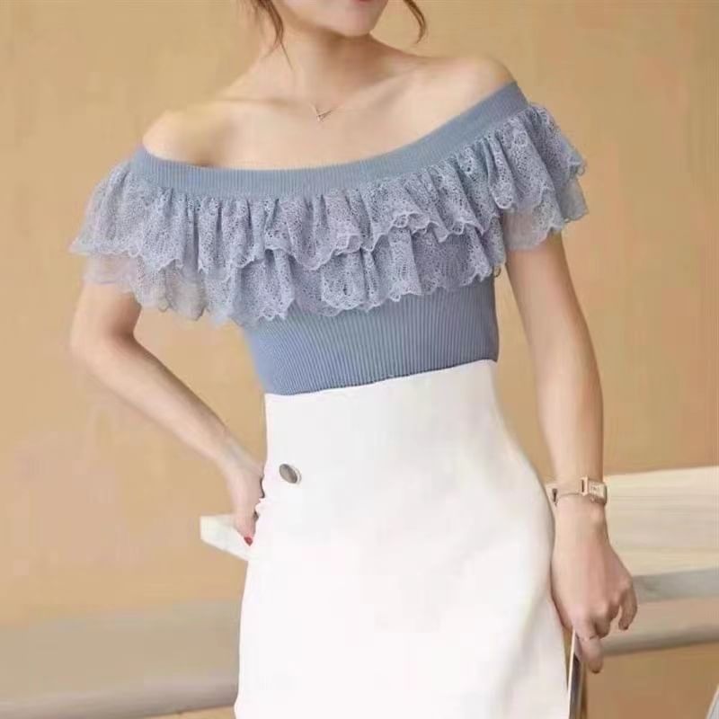 Top Knit Lace Off-Shoulder