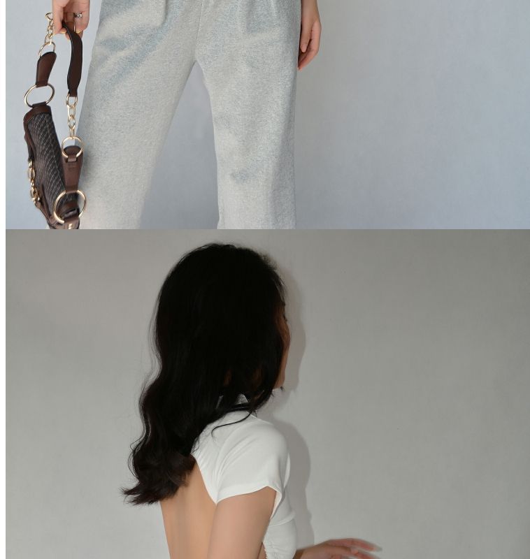 Short-Sleeve Cropped Back Tee Open Plain