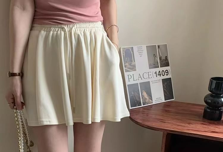 Waist Plain High Skort