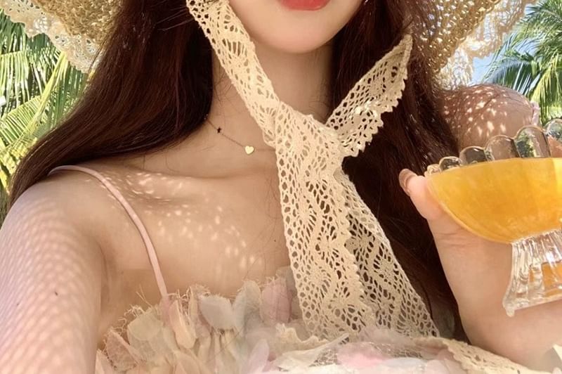 Sun Trim Lace Straw Hat