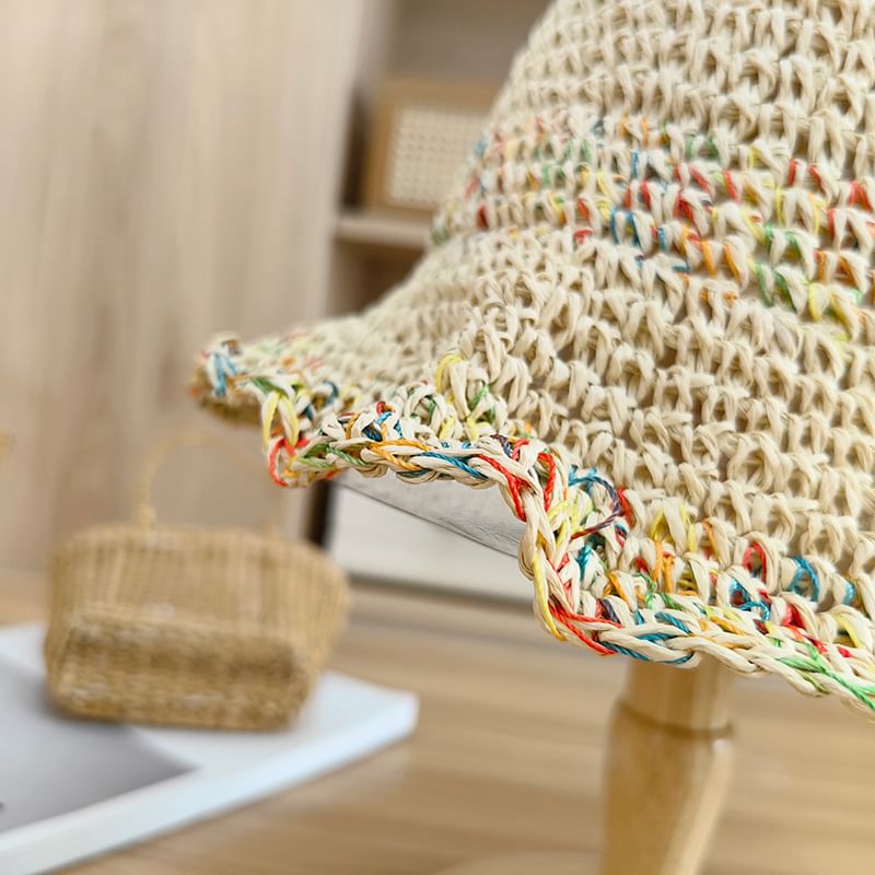 Straw Bucket Melange Hat