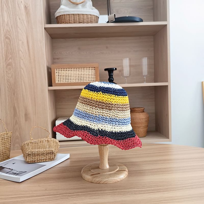 Straw Striped Bucket Hat