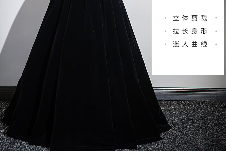 Off-Shoulder Two Tone Beaded A-Line Ball Gown