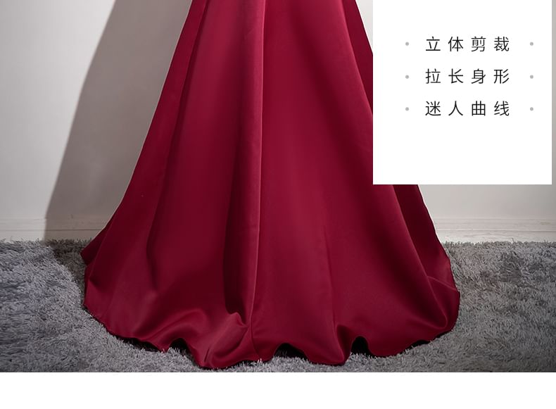 Cold-Shoulder Plain A-Line Ball Gown