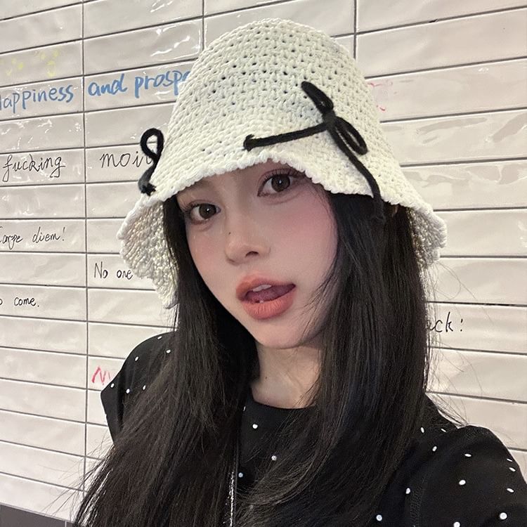 Woven Hat Bow Bucket